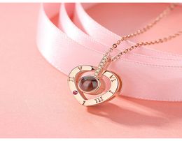 Collier de lettre 100 langues je t'aime projection collier pendent femmes bijoux collier femme bijoux 2020 cadeaux amis 5825389