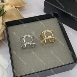 Lettre ouverture anneaux concepteur femmes anneaux en cristal marque bague de mariage avec boîte-cadeau