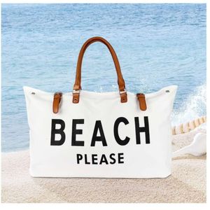 Briefpatroon Nylon canvas schoudertassen strand handtas lederen handvat grote capaciteit modetrend boodschappentas buiten vrouwen
