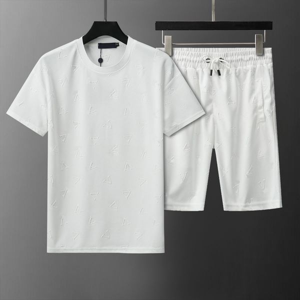 Ensemble de vêtements de sport à motif de lettres : survêtement décontracté pour homme – t-shirt à manches courtes, short, 2 couleurs – prêt pour l'été