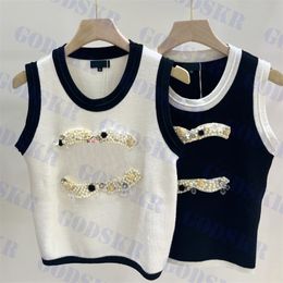 Letter Pearl Sweater Tanks Top Borduurde damestank Charm Dames Mouwloze tops Twee kleuren