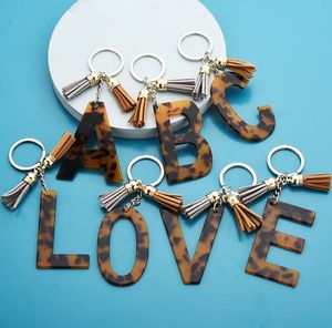 Lettre pendentif porte-clés résine porte-clés anneaux pour femmes mignon voiture acrylique porte-clés porte-breloque sac Couple cadeaux