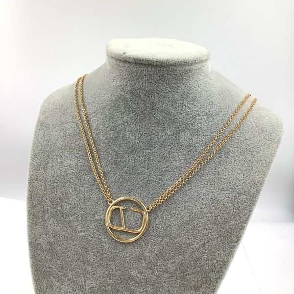 Collier pendentif lettre, Collier créateur, Bijoux femme, simple, individuel, acier inoxydable, haute qualité, or, classique, double chaîne, cadeau.Vente en gros, livraison gratuite