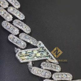 Collier pendentif lettre en argent Sterling Vvs Moissanite glacé, bijoux Hip Hop, chaîne à maillons cubains en diamant