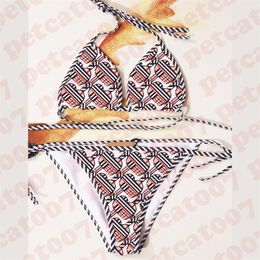 Letter Plaid Bikini zwempak voor vrouwen sexy strappy badmode tweedelig trendy dames ondergoedset