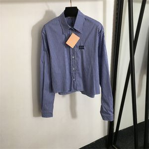 Letter Plaid Women Blouse Designer T -shirt gestreepte blauwe luxe elegante shirts lange mouw casual dagelijkse blouses tops