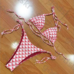 Fashion Rose Print Bikini Vrouwen Bandage Badpak Twopieces Crop Top Badmode String Badpak Hoge Taille Beachwear