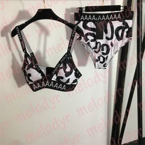 Traje de baño con estampado de letras para mujer, Bikinis de dos piezas, traje de baño de cintura alta para playa de verano, traje de baño