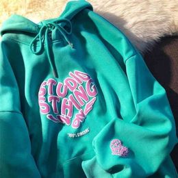 Lettre Imprimer Vintage Hoodies Femmes Esthétique Harajuku Sweat À Capuche Poche Surdimensionné Hoodies Lâche Streetwear ins 210909