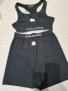 Conjunto de sujetadores y pantalones cortos con estampado de letras Ropa interior sin cables para mujer Conjuntos de lencería deportiva Mujeres Yoga Fitness Tank Tops Boxers Moda Calzoncillos femeninos