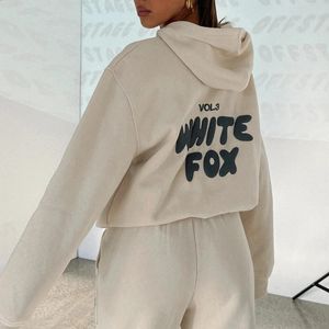 Sudaderas con capucha de lana con letras impresas y pantalones de cintura alta Traje de invierno y primavera Casual Moda suelta Chándal de 2 piezas 2024 240218