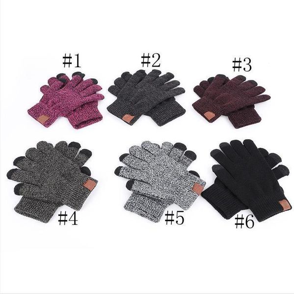 Lettre Imprimé Gants 6 Couleurs Écran Tactile Gants Solide Couleur Hiver Débarrasser Gants Chauds Tricotés Stretch Doigts Mitaines