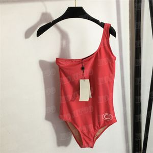 Brief bedrukt een schouderzwempak vrouwen bikini gevoerde bodysuit badkleding voor de zomer