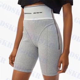 Lettre Imprimé Shorts Femmes Façonner Pantalon Taille Haute Dames Leggings Yoga Pantalon Deux Couleurs