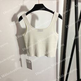 Lettre Impression Perles Tricotées Gilet Débardeurs Camis Sans Manches Jarretelles Débardeur Extensible Tissu Doux Sexy Slim Gilets Marque De Luxe Femmes