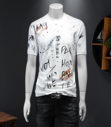 Lettre d'impression tops shortsleeved tshirts Men039s 2022 ￉t￩ Nouveaux v￪tements de cou rond ￠ la mode Coton d￩contract￩ Coton Botting S9763492