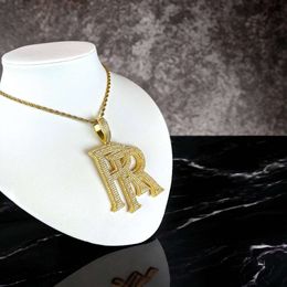 Letter 'rr' volledig icideerd hiphop moissaniet diamanten hanger fijne sieraden aangepaste ketting voor heren