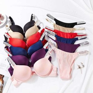 Brief Sexy Strass Ondergoed Comfort Korte Push Up Bh en Panty 2 Delige Sets voor Vrouwen Lingerie Bikini Set Motion ontwerp 625ess