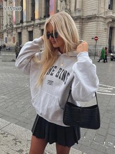 Letter Sport Hoodies Women Cotton Casual Winter Autumn Hooded Sweatshirt Fashion Streetwear SweatshirtsTops Oversized 240125