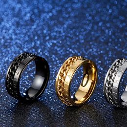 Brief Rvs Viking Roterende Ketting Ring Band Vergulde Draaibare Ketting Ringen voor Mannen Vrouwen Zomer Mode-sieraden