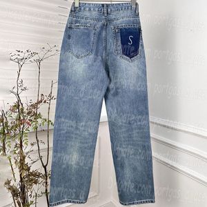 Letter Straight Damesjeans Luxe designer blauwe denimbroek Casual dagelijkse Jean-broek
