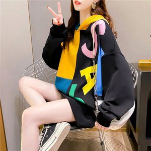 Lettre Sweatshirts pour femmes impression sweats à capuche mignon à capuche Kawaii hauts longs vêtements féminins texte correspondant en basique décontracté E M 240301