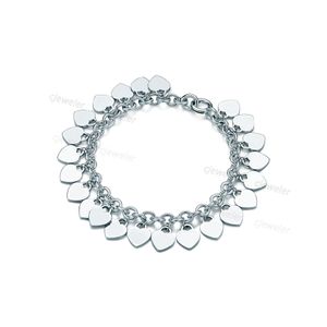 lettre T iff sceau de créateur lettre bracelet multi-cœur bracelet étiquette anglaise bracelet de haute qualité chaîne de verrouillage texture métallique S925 cadeaux en argent emballage d'origine