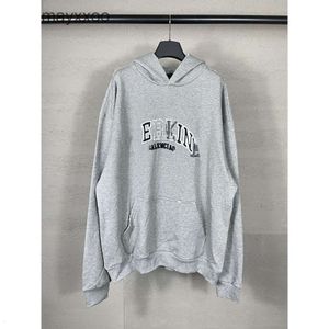 Letter unisex balenciigss hoodies coodsed mouw mouwen hoodie trui tape high long hepf versie paris paper casual b printen familie lijm losse arr0