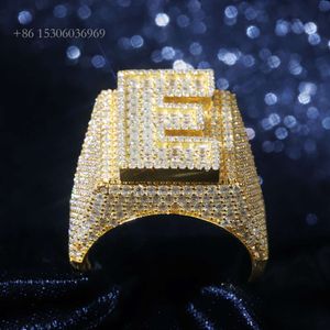 Brief VVS Diamond Ring Baguette Cut Sier Sieraden Aangepaste Hip Hop Moissanite Ringen
