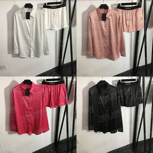 Camisas con correas de letras, pantalones cortos, conjuntos informales para mujer, cárdigan de manga larga, Tops, cintura elástica, pantalones sueltos de dos piezas