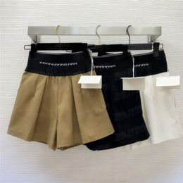 Pantalones cortos de cinta pantalones sueltos para mujeres pantalones cortos de cintura alta pantalones de pierna amplia de verano