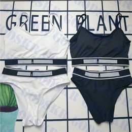 Traje de baño con correas y letras, Bikini para mujer, conjunto de traje de baño de estilo Simple para mujer, trajes de baño de secado rápido