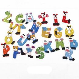 lettre mots de réfrigérateur enfants 26 enfants en bois lettre Cartoon Alphabet Education Jouets d'apprentissage pour adultes Artisanat Accueil Cadeaux Décorations