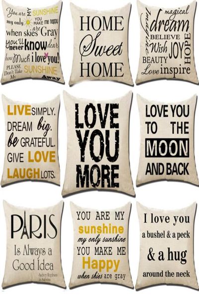 Lettre tu es mon soleil je t'aime coussin coussin couverture couverture de linge de linge d'oreiller couvertures d'oreiller canapé cadeaux de Noël 1818 pouces h4575748