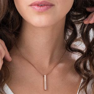 Lettrage Long Titane Acier Bâton Gravé Cutom Nom Collier Pour Femmes Personnalisé Coordonner Bijoux Fête Des Mères Cadeaux Pour Maman Sa Maman Collier Initial