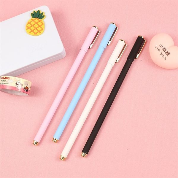 Lettrage tige mince métal Gel stylo étudiant papeterie Simple carbone Signature stylo à bille Ins vent à base d'eau 0.5 givré