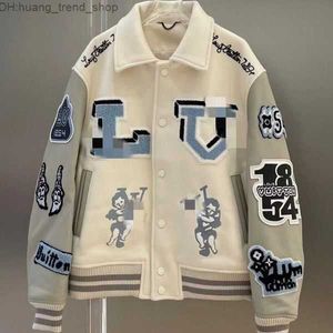 Letterman jas l Vintage Bomberjassen 11 Letter Borduren Herfst Mannen Baseball Jassen Hip Hop Losse Varsity mode winter warm houden jas gebroken wit HEXS