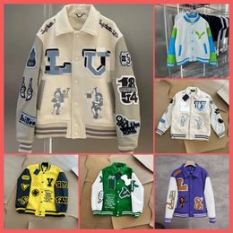 Letterman L Vintage Bomber Coats 11 letras Bordado de otoño Men Baseball Jackets Hip Hop Varsity Fashion Winter Wanting Warm Off White L2x9