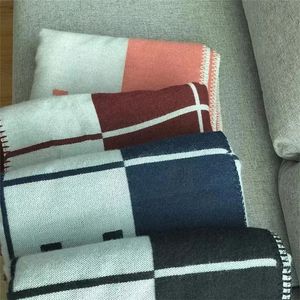 Couverture et taies d'oreiller en cachemire avec lettres, couvertures tricotées en laine douce au Crochet pour canapé, Plaid