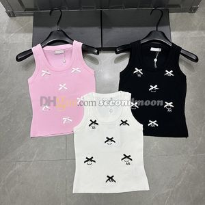 Lettres de réservoirs brodés Top Femmes Bowknot Decoration Gite Summer Summer Outdoor Souhtable Vests