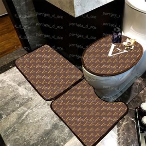 Letters Bloemen Badkamer Tapijten Vintage Gestreepte Toiletbril Case Thuis El Antislip Vloermatten Tapijt Anti Slip Wc cover Set270S