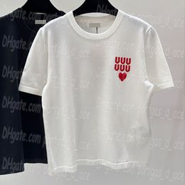 Letters Hart Geborduurd Vrouwen Knits T-shirt Gebreide Jumper Tops Korte Mouw Causual Dagelijks Luxe Designer Shirts Jumpers