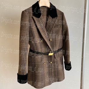 Femmes à carreaux Blazer Veste Vintage Vintage Elegant Femmes Coats formels Couleur Couleur Luxury Designer Blazers Vestes