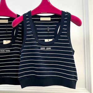 Lettres en top en tricots Singlet Femmes Striped t-shirts Letter Blue Black Tanks Sexy Sans mange