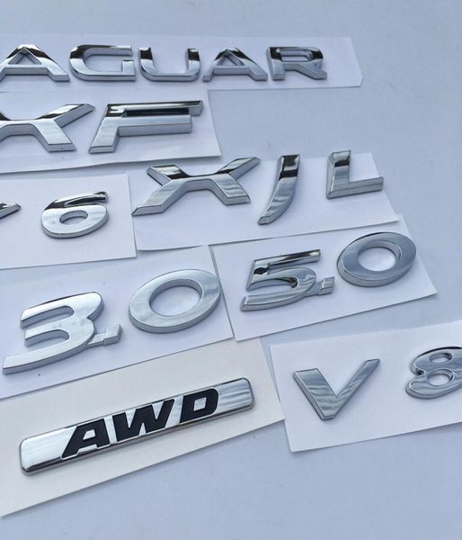 Letras y números V6 V8 AWD 30 50 XF XJL, emblema para insignia de Jaguar XJ XE FTYPE FPACE, guardabarros, pegatina de estilo para maletero medio de coche 9705310