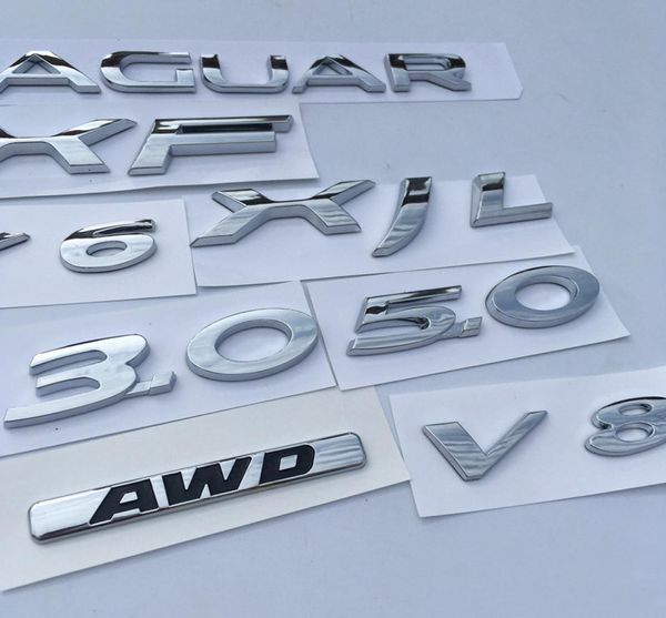 Letras y números V6 V8 AWD 30 50 XF XJL, emblema para insignia de Jaguar XJ XE FTYPE FPACE, guardabarros, pegatina de estilo para maletero medio de coche 1149574