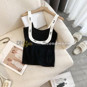 Letters Print Sling Tanks Dames elastische tanktop U-hals Sportvest Lente zomer Luxe vesten