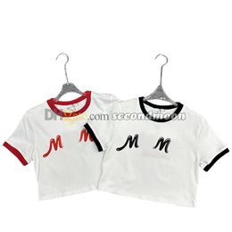 Camiseta con estampado de letras para mujer, Top corto Sexy, camisetas transpirables de primavera y verano, camiseta de manga corta con cuello redondo