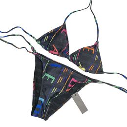 Letters Gedrukt Swimwear Sexy Split Bads Pak Dames Tweede stuk badkleding Summer Beach Swimsuit