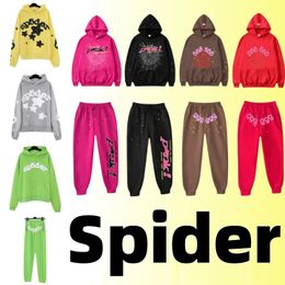 araignée à capuche araignée survêtement sp5der à capuche hommes femmes 480g qualité coton vêtements mode streetwear en gros 2 pièces 10% de réduction